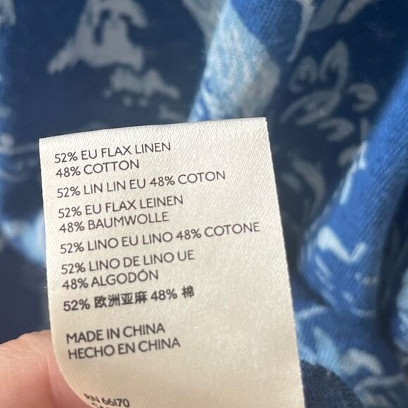 Free People Bali Backpacker Short Sleeve‎ Linen TShirt Blue Print XS NWT - Picture 11 of 12